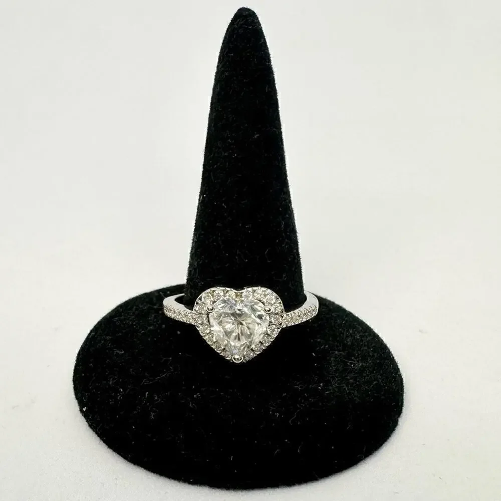 Heart Cut Moissanite Ring 1.2 Ct Halo 18k - 925 Statement Jewelry